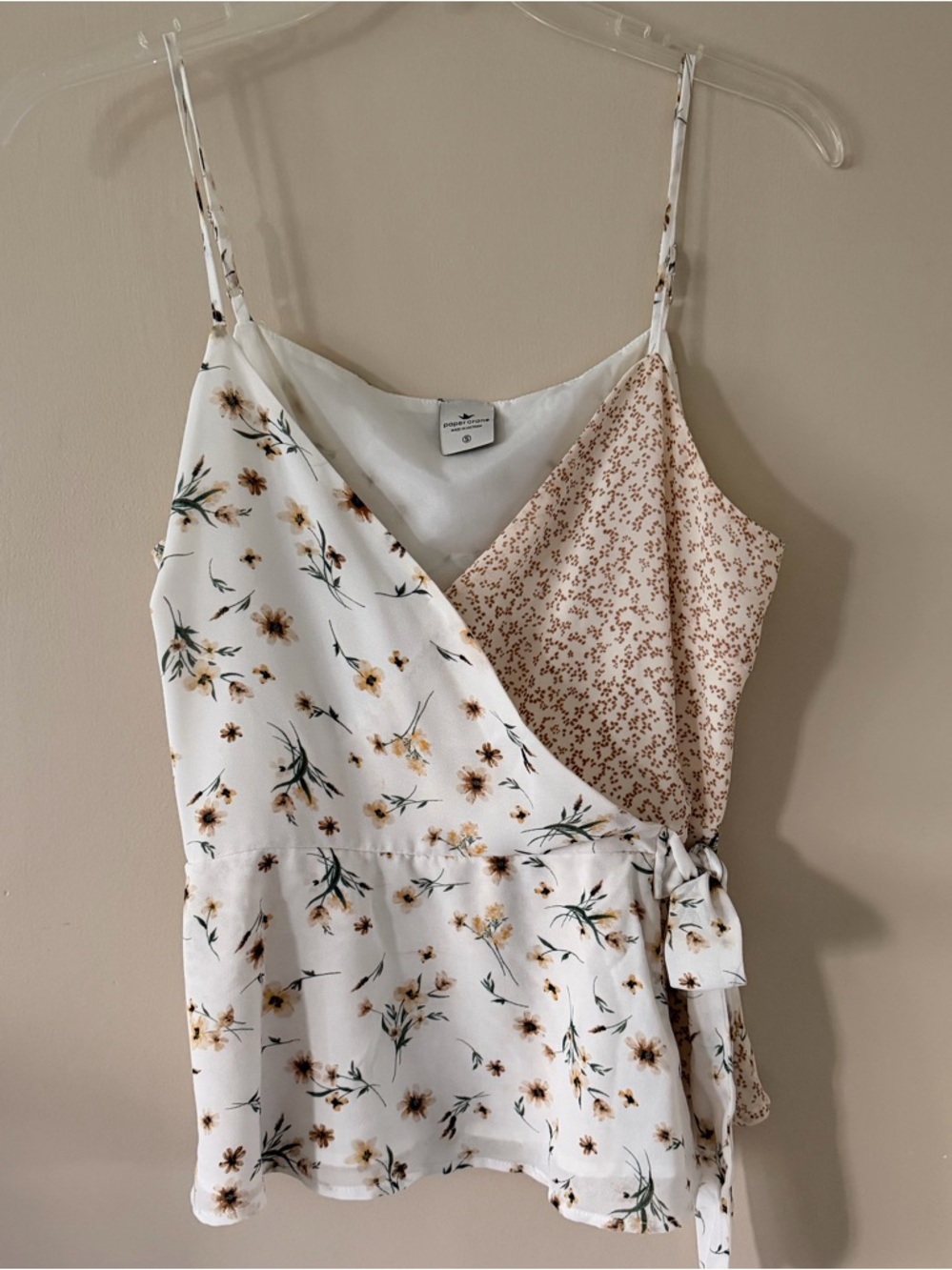 Paper Crane Floral V-neck Peplum Wrap Blouse - Size Small
